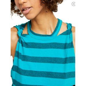 Free People Striped Twist Tank Jungle Teal Size Small